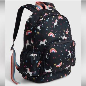 NWT Gap Kids Recycled backpack unicorns rainbows navy blue back to school
